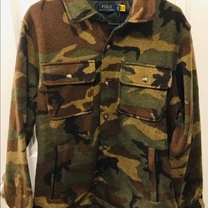 Ralph Lauren polo army camo button up coat jacket medium Brown green camouflage